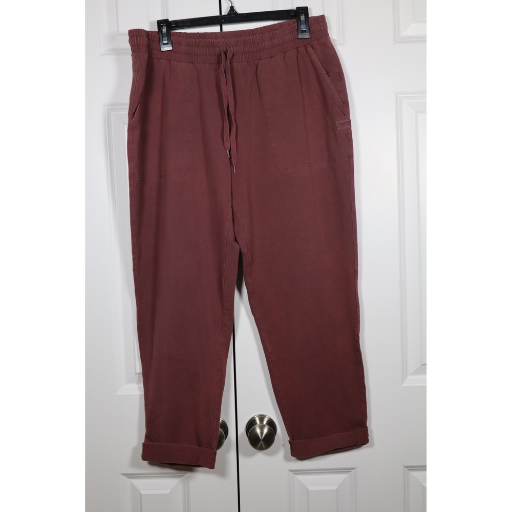 Life is Good Womens Maroon Cuffed crusher flex Burgundy pants size Medium